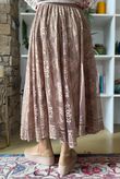 Vintage Vera Scalloped Hem Lace Midi Skirt Tan